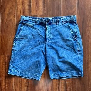 Gap Khakis Chino Shorts Blue Stonewash Flat Front Pockets Sz 34